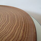 1950s wooden circular flat bowl plate pink beech