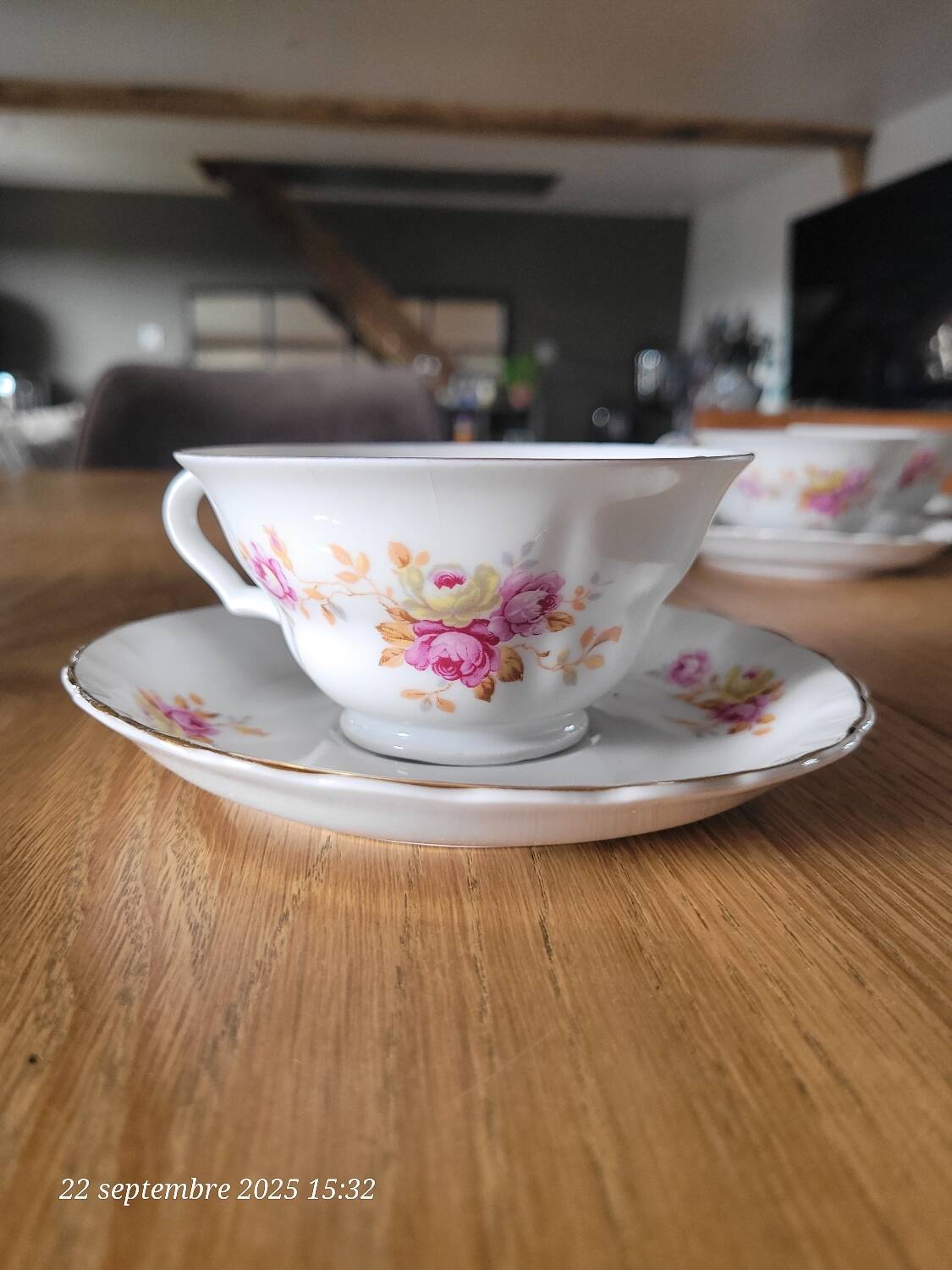 4 antique cups and saucers