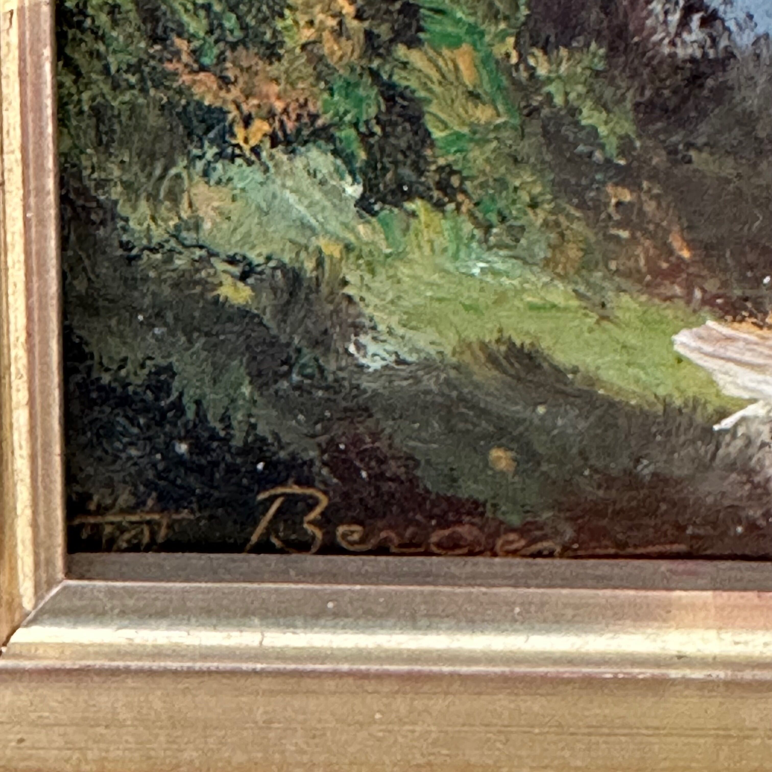 Heinrich berger, original oil painting framed, landscape image