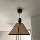 Suspension vintage en bois et cannage