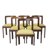 Ensemble de 6 chaises de salle à manger vintage Lübke, design allemand des années 1970, en hêtre teinté.
