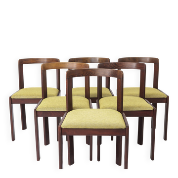Set of 6 Vintage Lübke Dining Chairs, 1970s German Design, Stained Beech