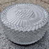 Round and high ceiling lamp, glass from the 50s, vintage.