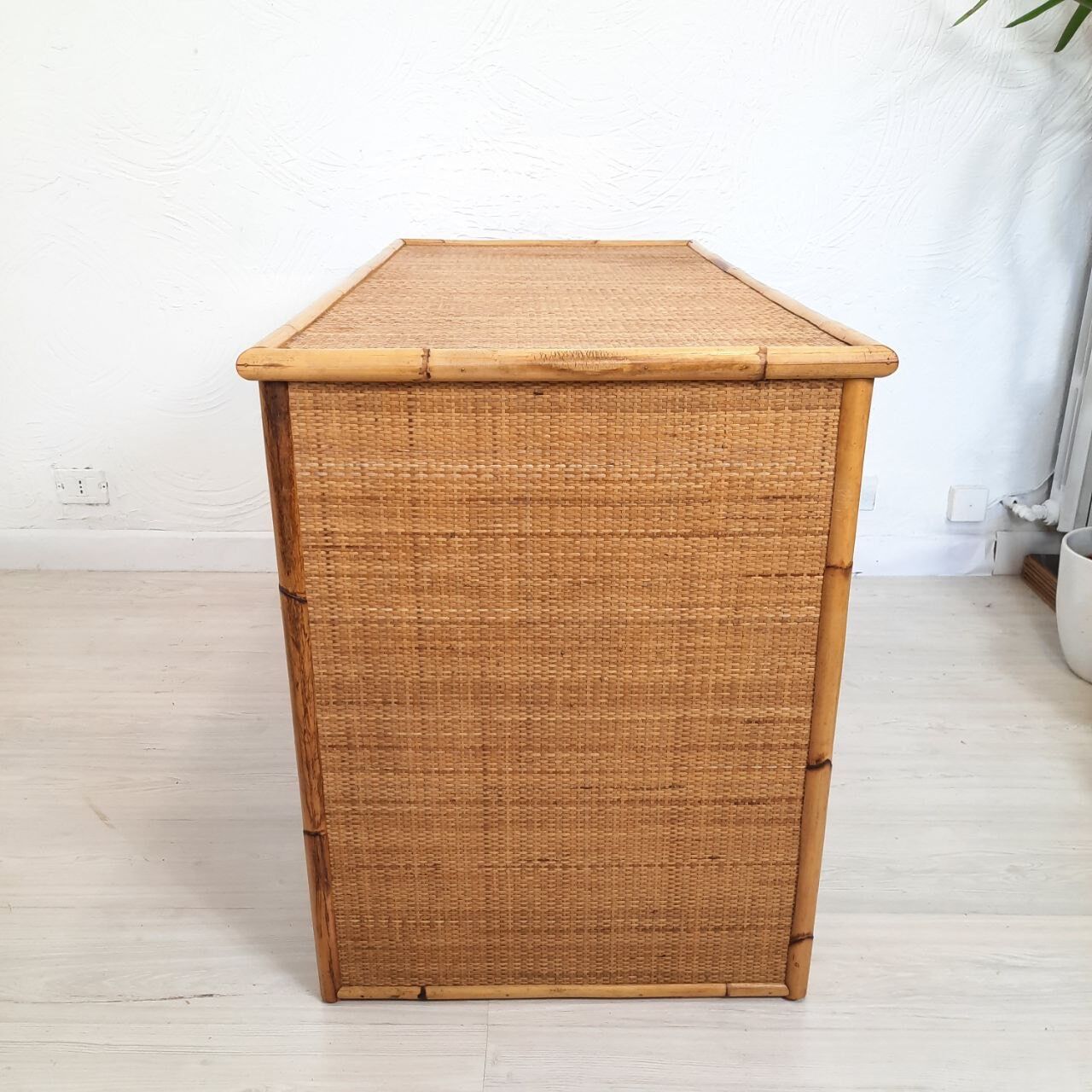 Pair of wicker and bamboo desks, Dal Vera, vintage