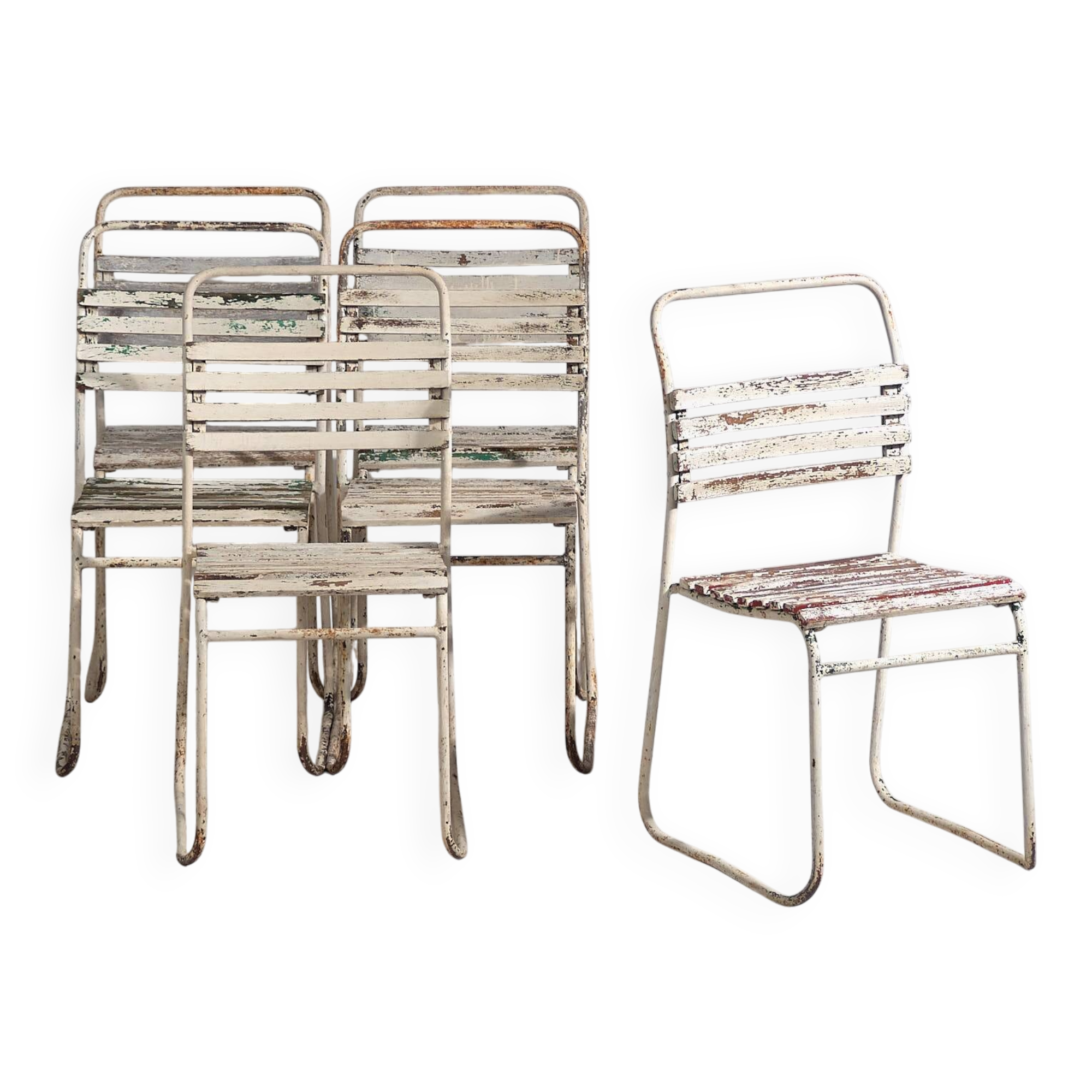 Antique white outdoor chairs (circa 1920). Set of 4