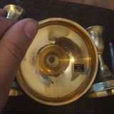 Golden brass candlesticks