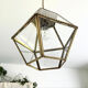 Vintage glass and brass pendant light