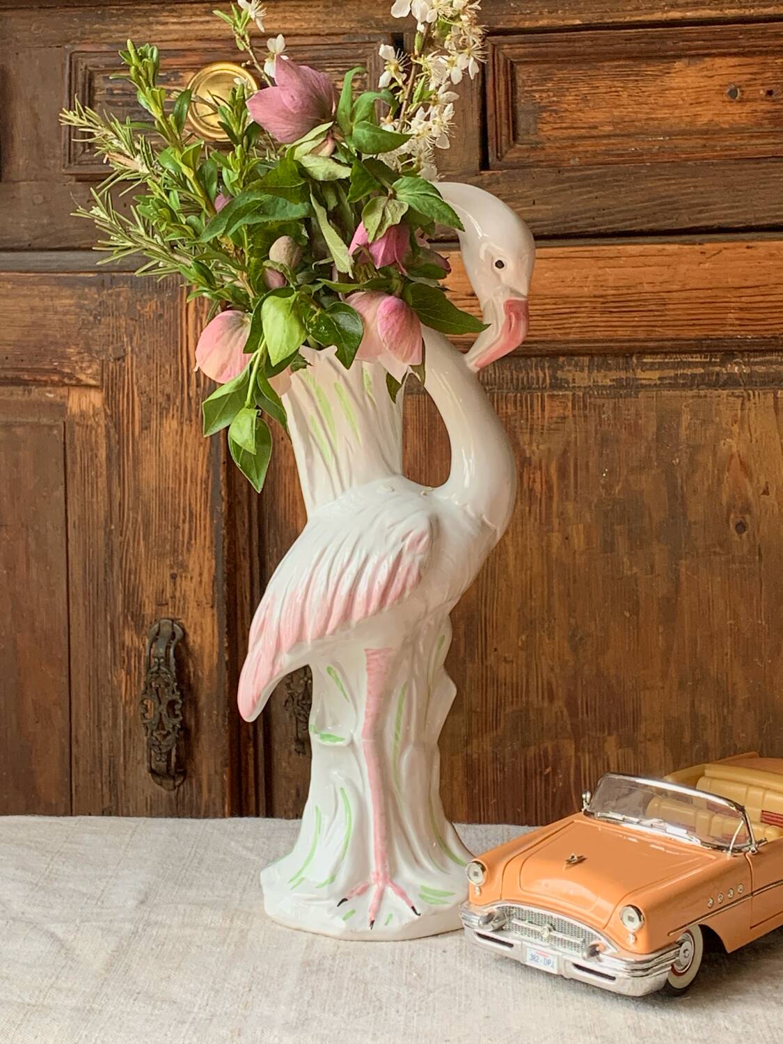 Ceramic flamingo vase Italy 1980