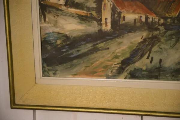 Painting The Village Lane reproduction 1960’s