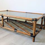 Vintage rattan coffee table, natural elegance