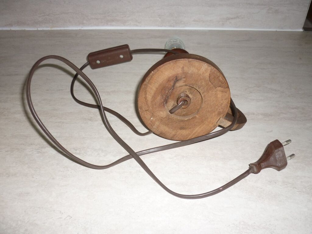 Lamp foot shape wooden candlestick turned old