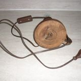 Lamp foot shape wooden candlestick turned old