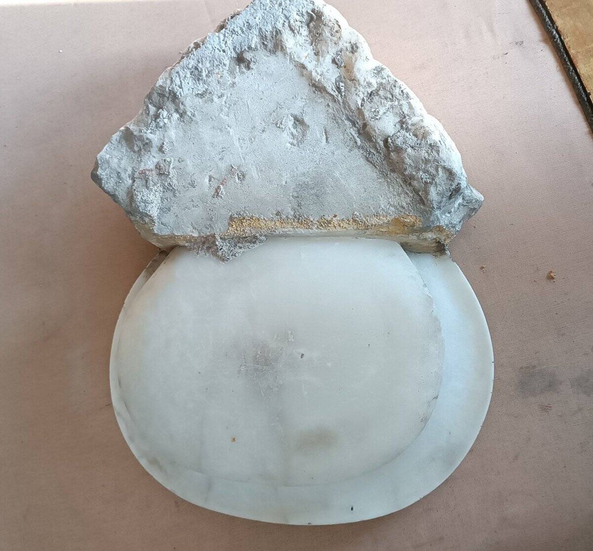 Antique holy water font in Italian Baroque marble