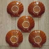 Set of 5 French Vintage Emile Henry Brown Coquille St Jacques Dishes 5193
