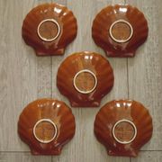 Set of 5 French Vintage Emile Henry Brown Coquille St Jacques Dishes 5193