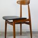 Set of 4 chairs 60s in teak and black leatherette
