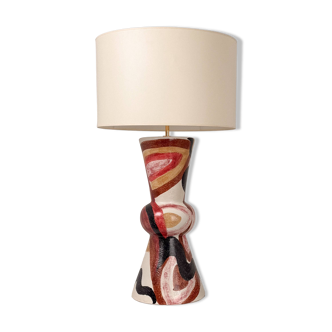 Large XXL ceramic lamp signed HO