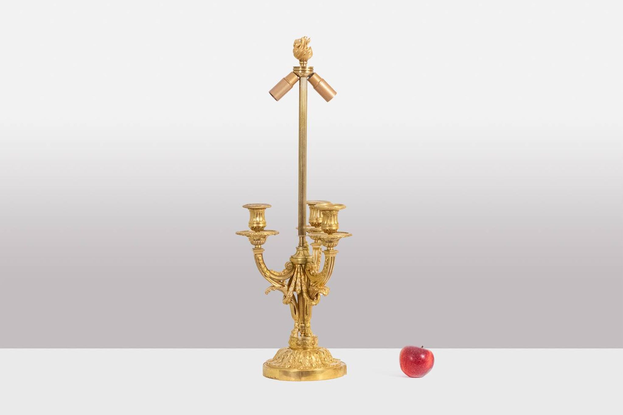 Eugène Bazart Paris. Gilded bronze hot water bottle lamp. Circa 1880.