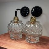 Paire d’appliques murales en verre vintage