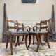 Pair of Armchairs and Pair of Chairs in Mahogany, 20th Century