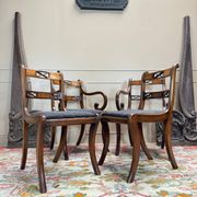 Pair of Armchairs and Pair of Chairs in Mahogany, 20th Century