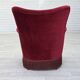 Fauteuil danois des années 1970, velours de mobilier rouge cerise, pieds en bois de chêne.