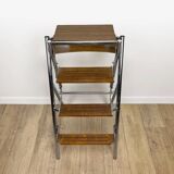 Metal wood and Formica office step stool chair from the 1950s
