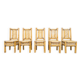 Chaises de salle à manger en bambou chunky boho chic - ensemble de 5