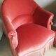Pair of pink velvet toad armchairs