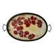 Vintage oval plateau in moulded resin and hammered metal, signed Datty.
