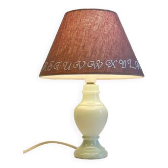 Lampe marbre blanc et lin vintage