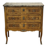 Transitional jump commode in walnut with marble top - 1950s