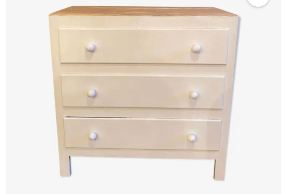 Chest of drawers raw wood & chalk white