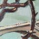 Painting The Avignon Bridge impressionist landscape Oil on canvas 30s 40s