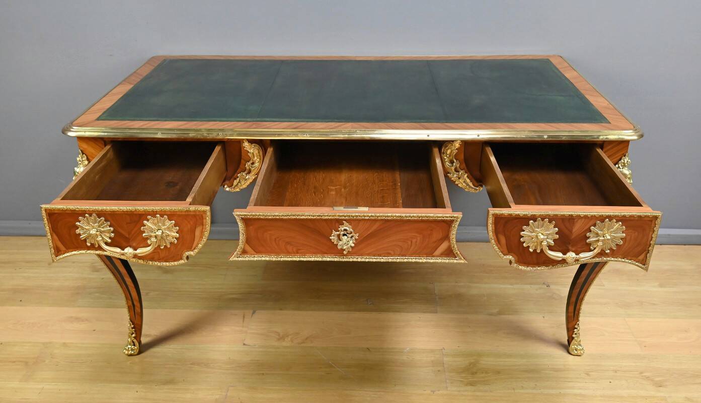 Regency style marquetry desk in precious woods – Late 19th century