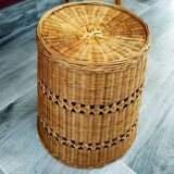 Vintage rattan wastepaper basket