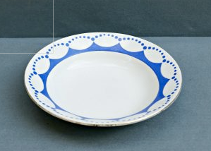 Deep dish blue and white signed St. Amand