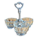 Ancien Saleron en Cristal et en Metal argenté condiments sel poivre