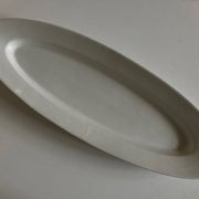 19th century white porcelain shuttle centerpiece dish