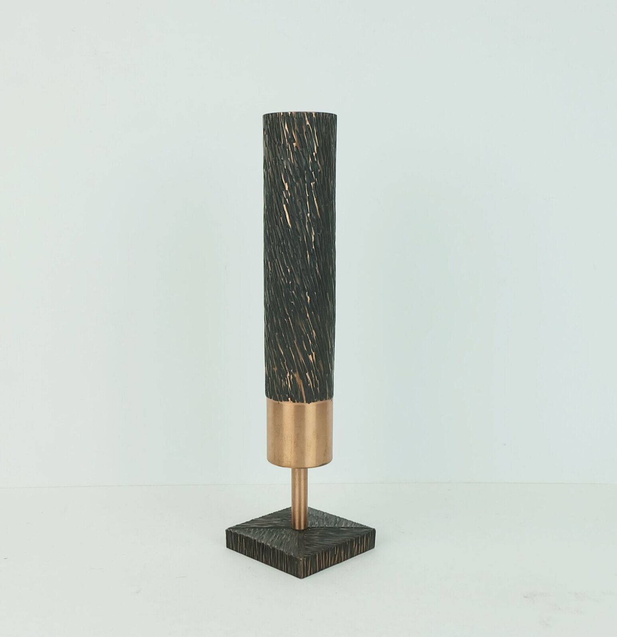 Footed copper vase brutalist minimalist design 1960s ikebana flower vase