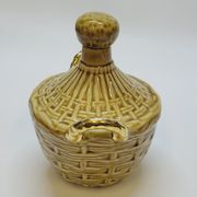 Bouteille Mini Dame Jeanne En Céramique Tressée Barbotine Majolique Vintage