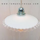 Opaline pendant light ready to install with vintage bulb