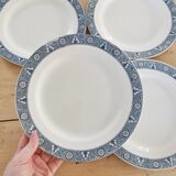 Lot de 4 assiettes Plates terre de fer Vintage, vaiselle ancienne