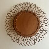 Vintage rattan sun mirror
