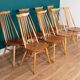 Retro Blonde Elm Model 444 Grand Plank Dining Table & 8 Goldsmith Dining Chairs