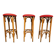 Set de 3 tabourets de bar en bois courbé 1960