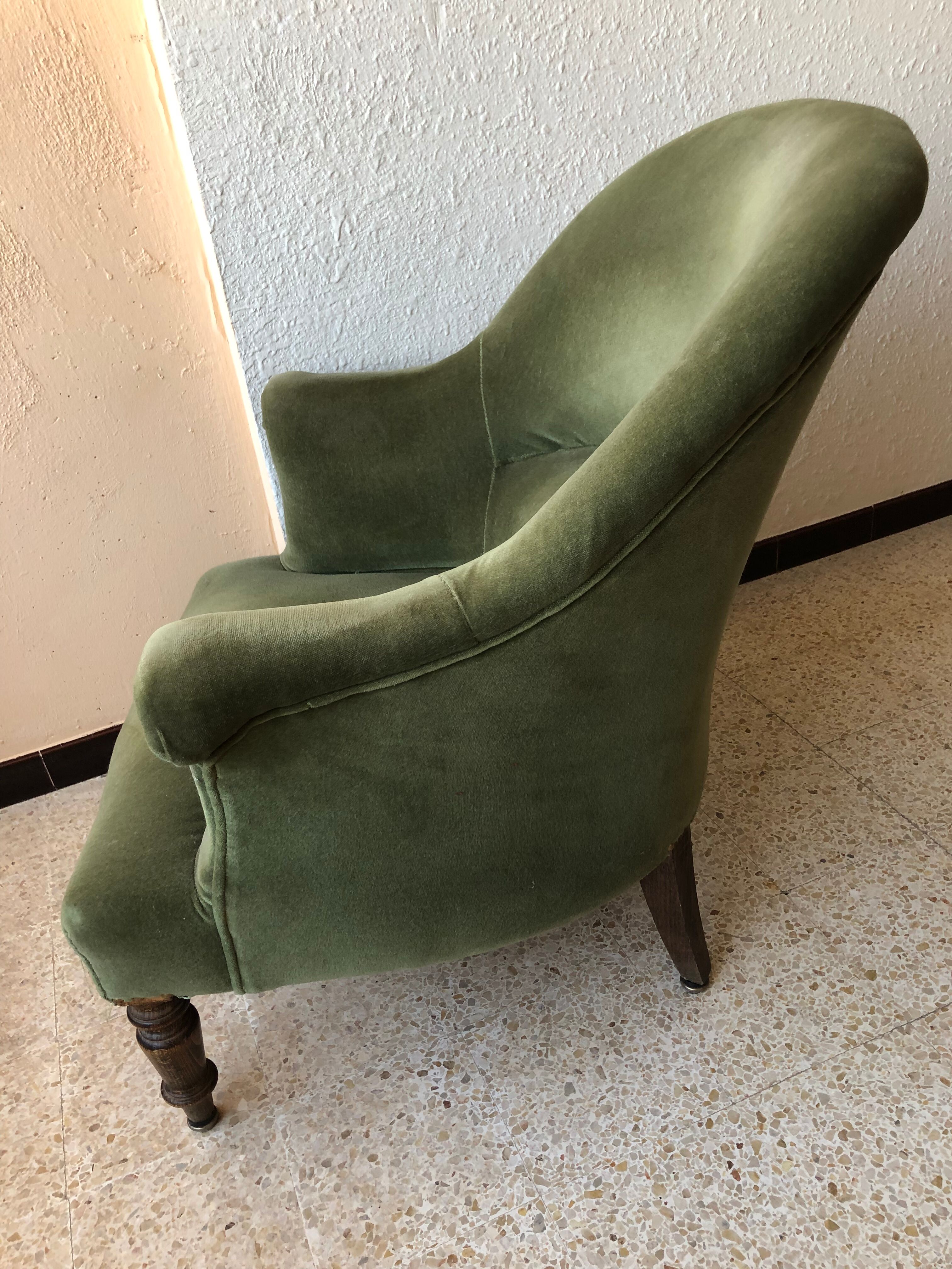 Toad armchair in green velvet
