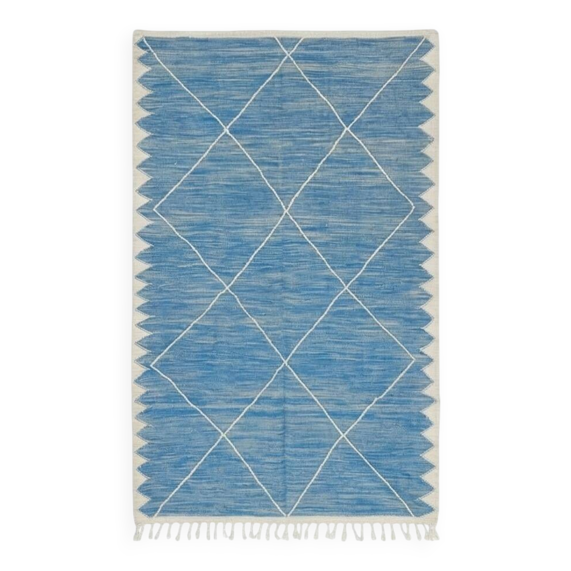 Blue Zanafi rug with white diamonds 200x300 cm