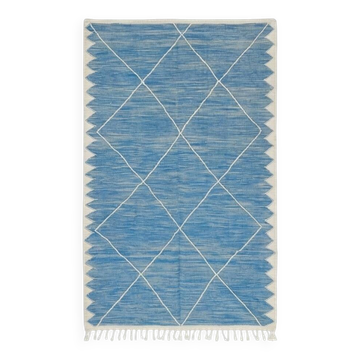 Blue Zanafi rug with white diamonds 200x300 cm