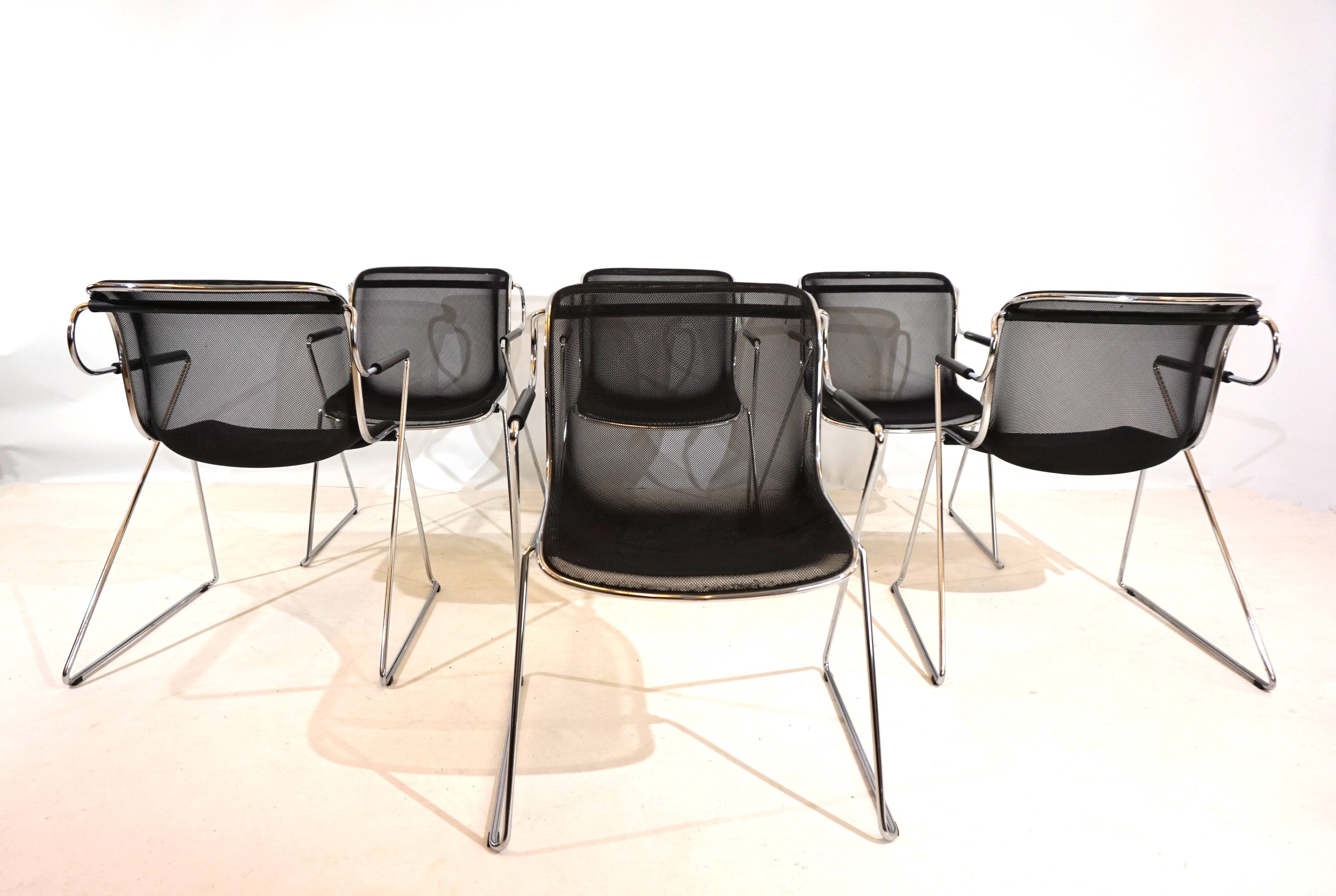 Set of 6 Castelli Penelope dining/conference chairs by Charles Pollock